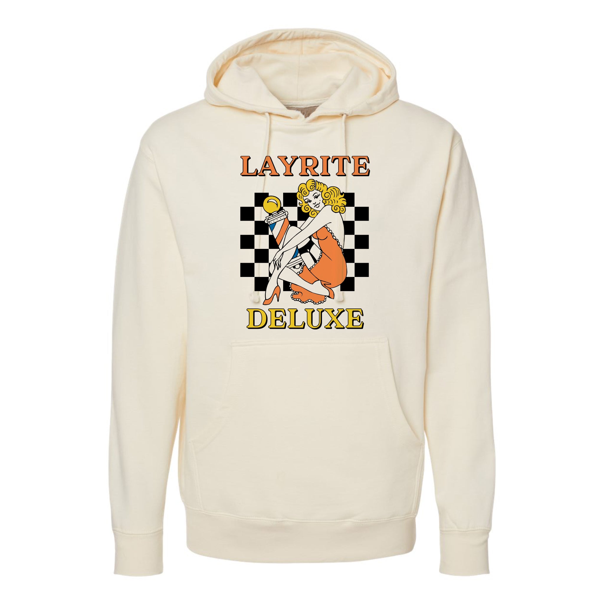 Checkerboard Bone White Pullover Hoodie